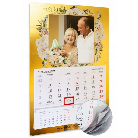 Złoto lustrzany Foto Kalendarz na Dzień Babci Dziadka